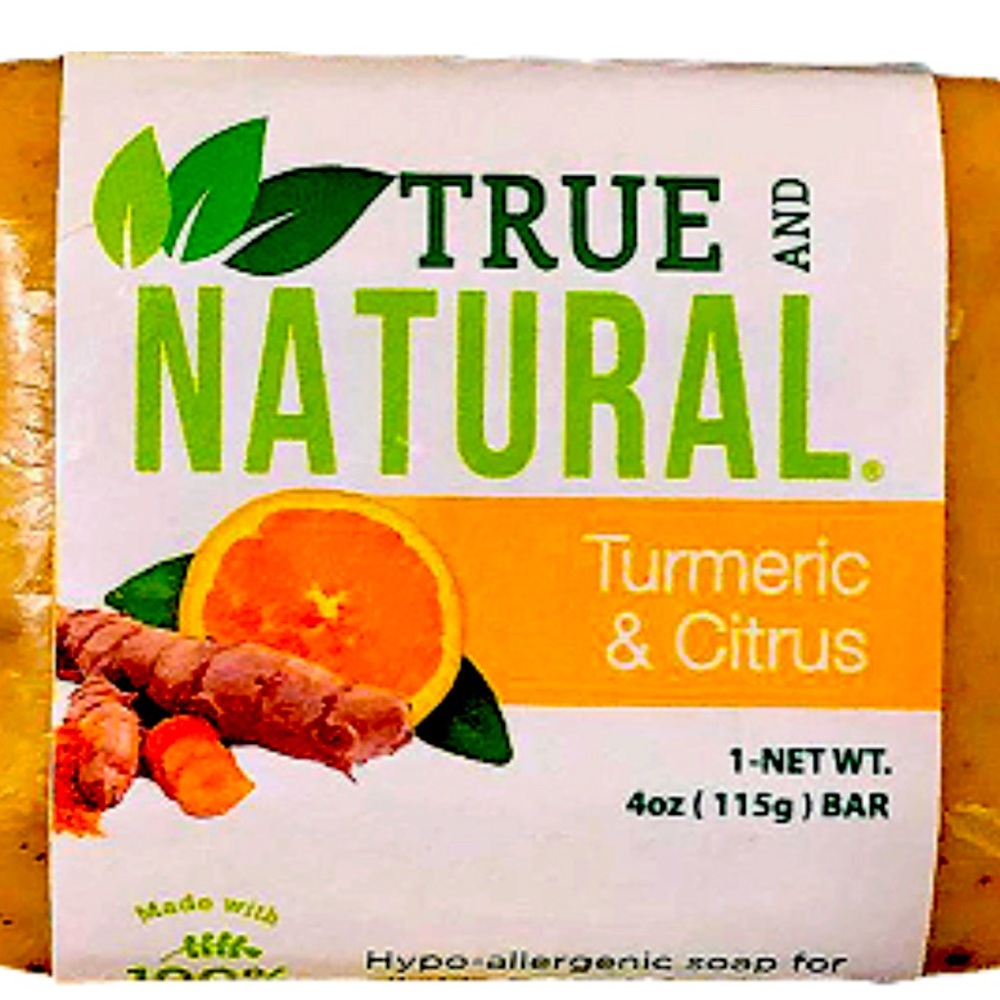 True and Natural Turmeric & Citrus Hypo-Allergenic Soap, 4 Oz (115g)
